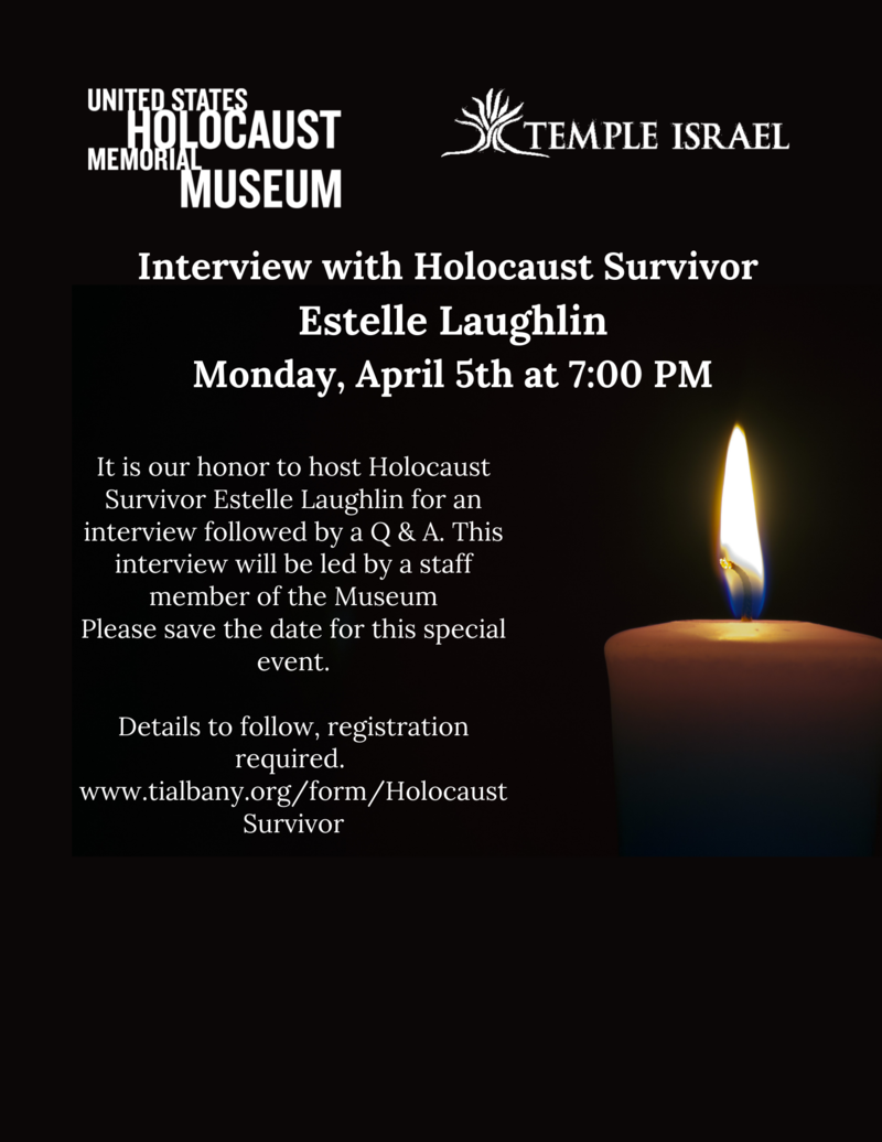 Banner Image for United States Holocaust Memorial Museum virtual discussion with  Holocaust survivor, Estelle Laughlin